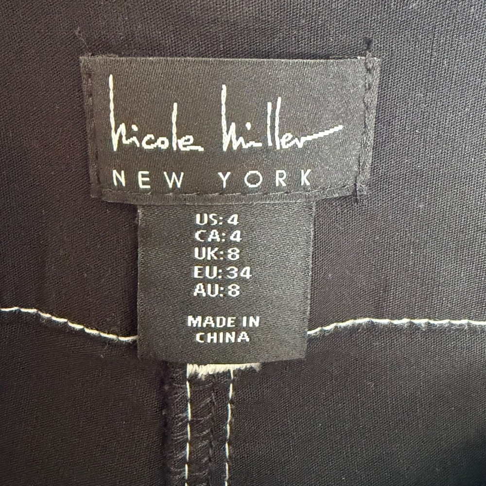 Nicole Miller Pants Womens 4 Black High Rise Straight Leg Contrast Stitch New - Picture 8 of 10